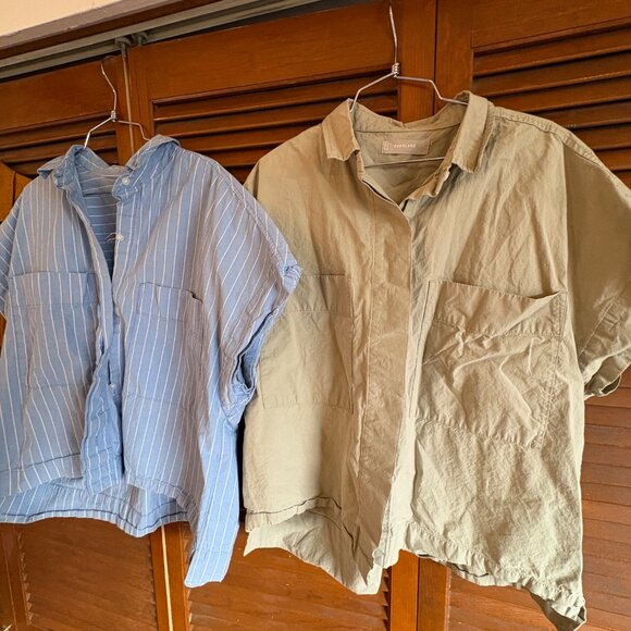 Lot of THREE Everlane Shortsleeve Crop Box Shirt Size M - Picture 2 of 5